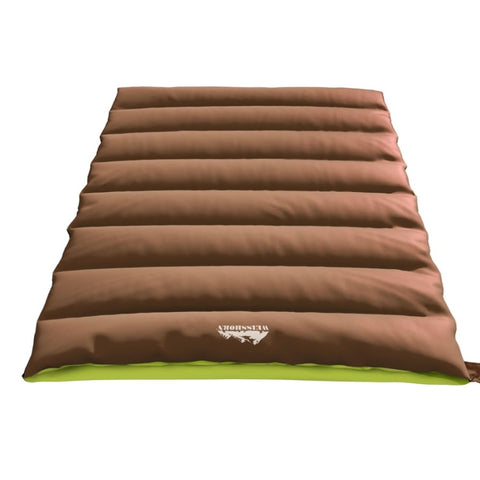 Weisshorn Sleeping Bag Double Bags Thermal Camping Hiking Tent Brown -5&deg;C SB-C-Q-220-BR