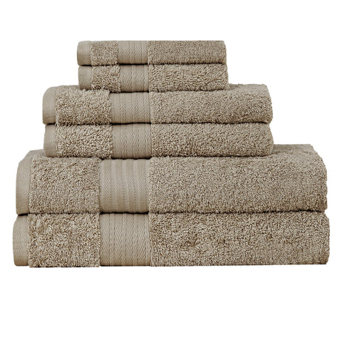 Luxury 6 Piece Soft and Absorbent Cotton Bath Towel Set - Sandstone V406-TOWPAK05LI