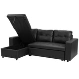 Sarantino Corner Sofa Bed Storage Chaise Couch Faux Leather Black SOFA-8175-PU-BK