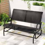 Gardeon Outdoor Garden Bench Seat Swing Glider Rocking 2 Seater Patio Furniture Black GB-STEEL-SWING-BK