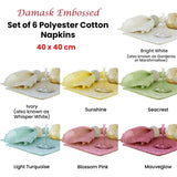Set of 6 Damask Embossed Polyester Cotton Napkins Light Turquoise 40 x 40cm V442-GNA-MISC-DAMASKSETOF6NPKINS-TURQUOISE-SQ