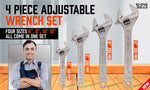 4Pc Adjustable Wrench Set Heavy Duty Shifter Spanner Wide Open Jaw 6"/8"/10"/12" V465-96046-AU-5