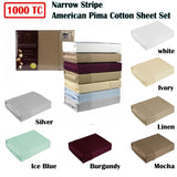 Ramesses 1000TC American Pima Cotton Narrow Stripe Sheet Set Mocha King V442-KIT-SHEETS-PIMANARROWSTRIPE-MOCHA-KI