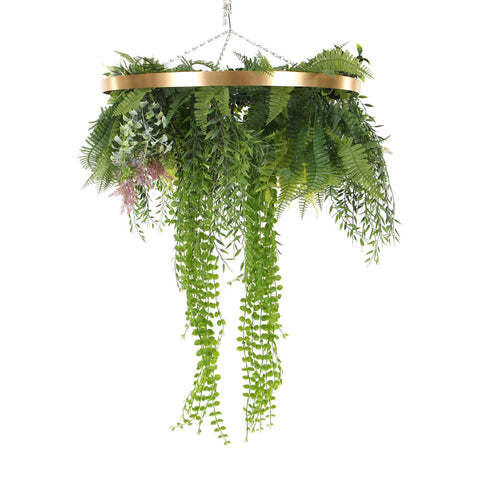 Imitation Gold Artificial Hanging Green Wall Disc 40cm V77-8888882