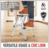 2-Step Portable Folding Ladder, Aluminum Frame Lightweight Home Ladder with Anti Slip Design, 150KG V465-95109
