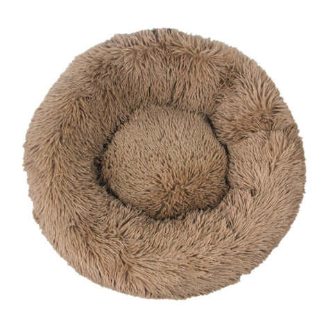 Pet Dog Bedding Warm Plush Round Comfortable Nest Sleeping kennel Coffee M 70cm V360-PTDB0000-LC-M