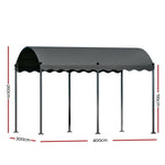 Instahut Gazebo Marquee 4x3m Outdoor Event Wedding Tent Camping Party Shade Iron Art Canopy Grey GAZEBO-IR-DO-HF-4X3-GY-AB