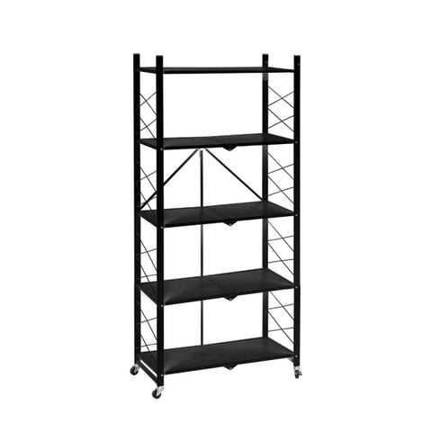 Levede Foldable Storage Shelf Display Black 5 Tiers UM1195-5-BK