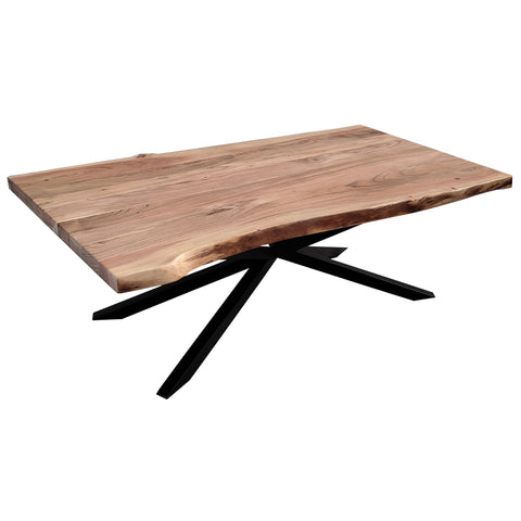 Lantana Coffee Table 130cm Live Edge Solid Acacia Timber Wood Metal Leg -Natural V315-VOD-ELBA-07