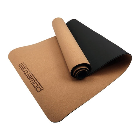 Powertrain Cork Yoga Mat with Carry Straps Home Gym Pilates - Plain YM-CRK-NPT