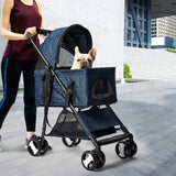 PaWz Large Pet Stroller Dog Cat Carrier Blue ST1004-BL