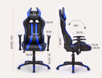 OVERDRIVE Diablo Reclining Gaming Chair Black & Blue Computer Lumbar Office Horns V219-FURGAMOVDA4KB