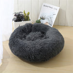 Dog Pet Cat Calming Bed Warm Plush Round Nest Comfy Sleeping Bed Dark Grey 90cm V360-PTDB0000-DG-L