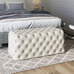 Elsa Tufted Ottoman Beach Boucle White-Rectangular V264-OTM-801F-WHE-NA-1