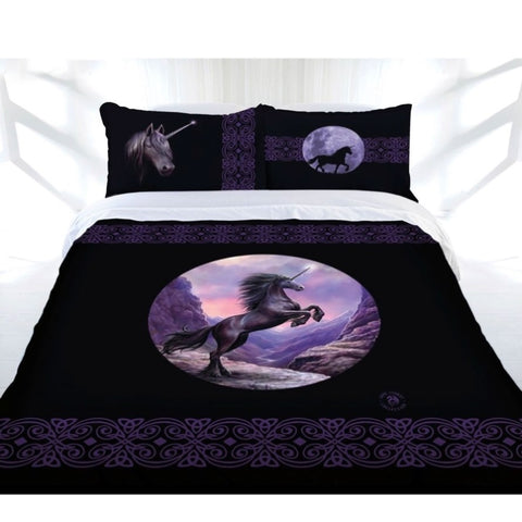 Anne Stokes Black Unicorn Quilt Cover Set King V442-LDE-QUILTCS-UNICORN-BLACK-KI