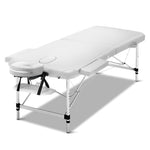 Zenses Massage Table 75cm Portable 2 Fold Aluminium Beauty Bed White MT-ALUM-2FOLD-WH-75