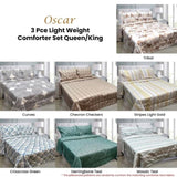 Hotel Living 3 Pce Light Weight Comforter Set Queen/King Oscar Curves V442-ATX-COMFORTER-OSCARO7-CHARCOAL-QS