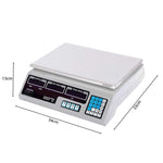 SOGA 40kg Digital Commercial Kitchen Scales Shop Electronic Weight Scale Food White SCALE40KGWHT