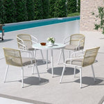 Gardeon Outdoor Dining Set 5 Piece Aluminum Table Chairs Setting White FF-DINING-5CLS-ROUND-ABC