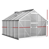 Greenfingers Greenhouse 3x2.5x1.95M Aluminium Polycarbonate Green House Garden Shed GH-ALU-C-302X250-AB