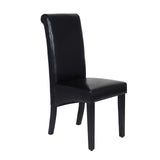 2x Wooden Frame Black Leatherette Dining Chairs with Solid Pine Legs V43-DC-SWI-BLN