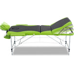 Zenses Massage Table 75cm Portable 3 Fold Aluminium Beauty Bed Green MT-ALUM-GA301-BKLM-75