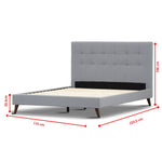 Volga King Single Bed Platform Frame Fabric Upholstered Mattress Base - Grey V315-VO-FBD-14