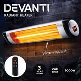 Devanti Electric Strip Heater Radiant Heaters 2000W RHP-2000R-SI