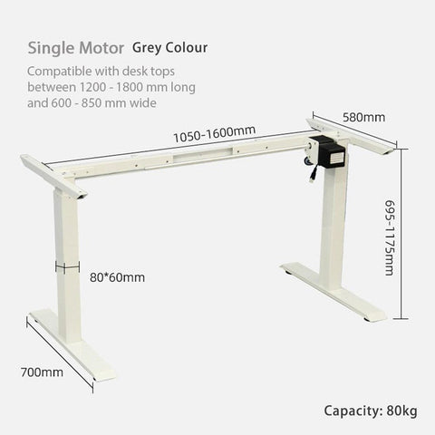 Standing Desk Height Adjustable Sit Stand Motorised Grey Dual Motors Frame 120cm Black Top V255-DMG120B