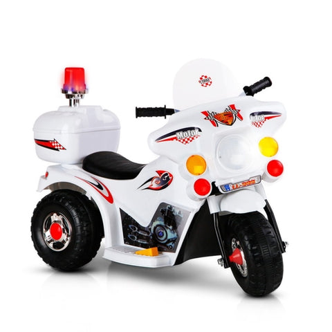 Rigo Kids Electric Ride On Police Motorcycle Motorbike 6V Battery White RCAR-MBIKE-WH