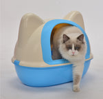 YES4PETS Medium Hooded Cat Toilet Litter Box Tray House With Scoop Blue V278-BP195-M-LITTER-TRAY-BLUE