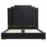 ALPHA KING Black Velvet Gas Lift Storage Bedframe Golden Frame V357-ALPHA-KING