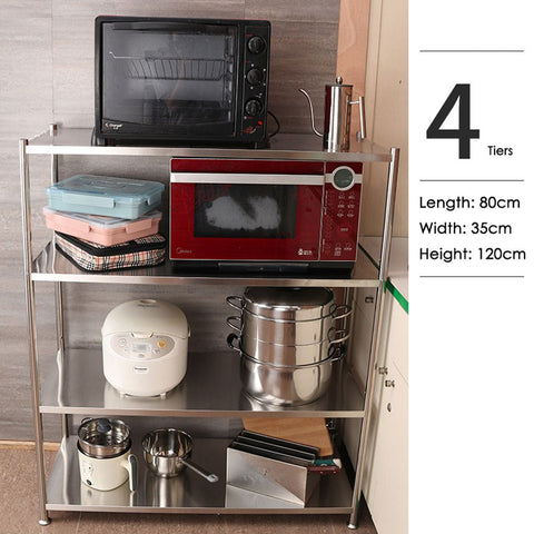 4 Tiers 120cm Height Stainless Steel Kitchen Microwave Oven Storage Rack Multilayer Organizer for V255-SSSHELF-4T80