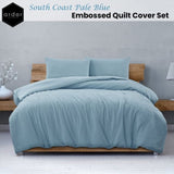 Ardor South Coast Pale Blue Embossed Quilt Cover Set Queen V442-INT-QUILTCS-SOUTHCOAST-BLUE-QS