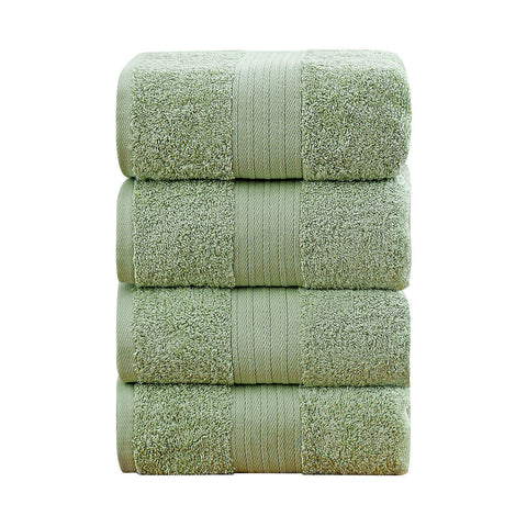 Linenland 4 Piece Cotton Bath Towels Set - Sage Green V406-TOWPAK01GR