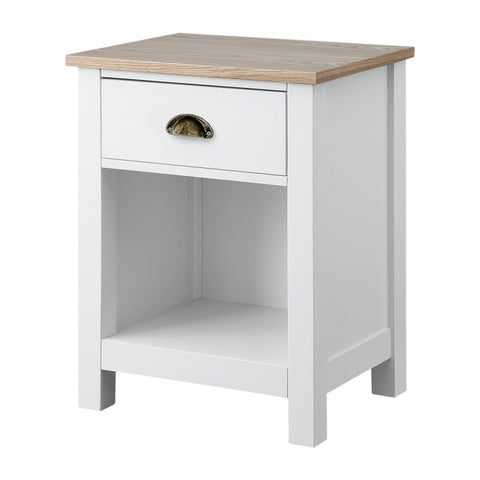 Sarantino Thea Bedside Table - White/Natural TBL-67V-03-WH