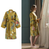 Bedding House Van Gogh Partout des Fleurs Gold Kimono Bath Robe Large/Extra Large V442-HIN-BATHROBE-PARTOUTDESFLEURS-GOLD-L