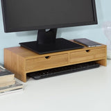 Bamboo Monitor Stand Desk Organizer with 2 Drawers V178-84546