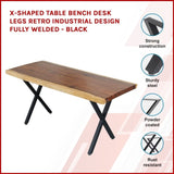 X-Shaped Table Bench Desk Legs Retro Industrial Design Fully Welded - Black 834831