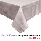 Rosie Taupe Luxury Jacquard Tablecloth 150 x 210 cm V442-ABR-TABLEC-ROSIE210-TAUPE-RE