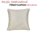 IDC Homewares Pacific Embroidered White Filled Cushion 43 x 43 cm V442-IDC-CUSHION-PACIFICEMBROIDERED-WHITE-SQ