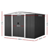 Giantz Garden Shed 2.58x2.07M w/Metal Base Sheds Outdoor Storage Double Door Tool SHED-GAB-6X8-BASE-ABCD