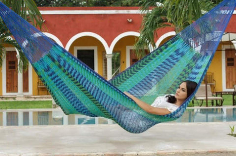 Outdoor undercover cotton Mayan Legacy hammock King size Caribe V97-TKCARIBE