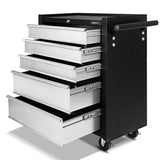 Giantz 5 Drawer Tool Box Cabinet Chest Trolley Box Garage Storage Toolbox Grey TB-5DR-ROLL-BKGY