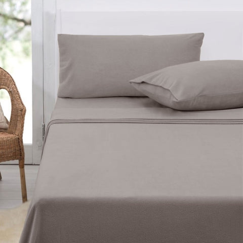 Polar Fleece Sheet Set King 36cm Wall with King Pillowcases Taupe V442-ATX-SHEETS-POLARFLEECE-TAUPE-KI