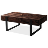 Rustica 120cm Coffee Table with Metal Leg Pine Wood Top Black V315-VHND-STRA-08