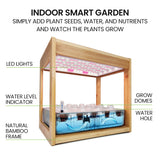 PLANTCRAFT 12 Pod Indoor Hydroponic Growing System with Bamboo Frame & LED Lights V219-GDSHYDBD12TA