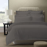 Royal Comfort 1200 Thread count Damask Stripe Cotton Blend Quilt Cover Sets Queen Charcoal Grey ABM-231672