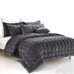 Alastairs Augusta Faux Mink Quilt / Comforter Set Charcoal Queen V442-MFL-QUILT-AUGUSTAMINK-CHARCOAL-QS