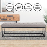 Cameron Button-Tufted Upholstered Bench with Metal Legs - Light Grey BCH-424-LGY